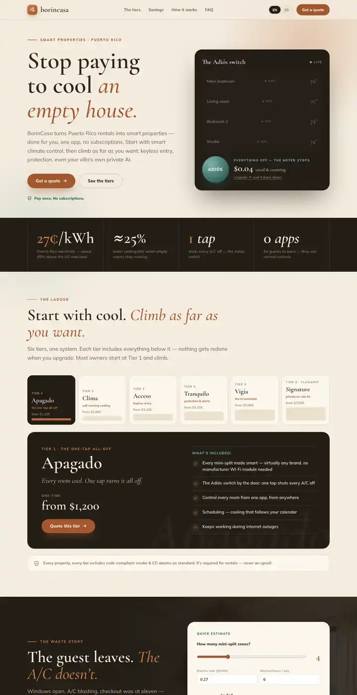 BorinCasa website, screenshot of the home page