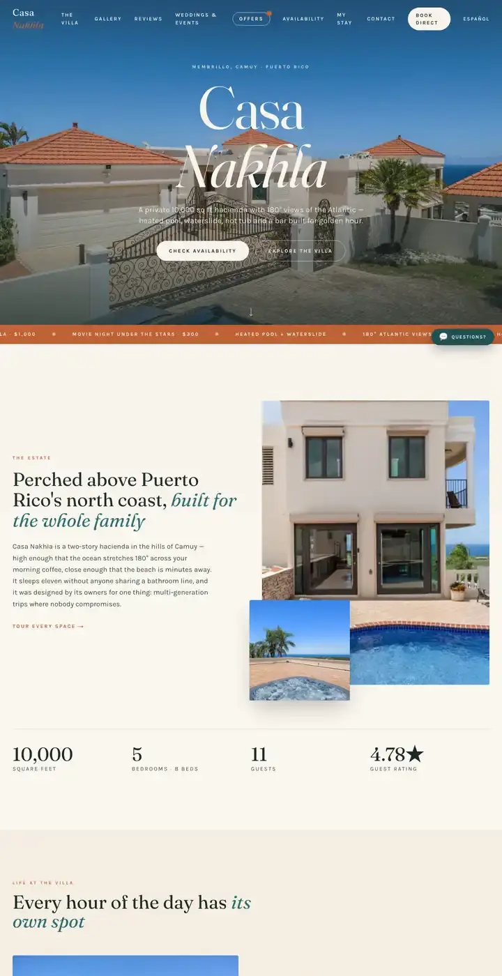 Casa Nakhla website, screenshot of the home page